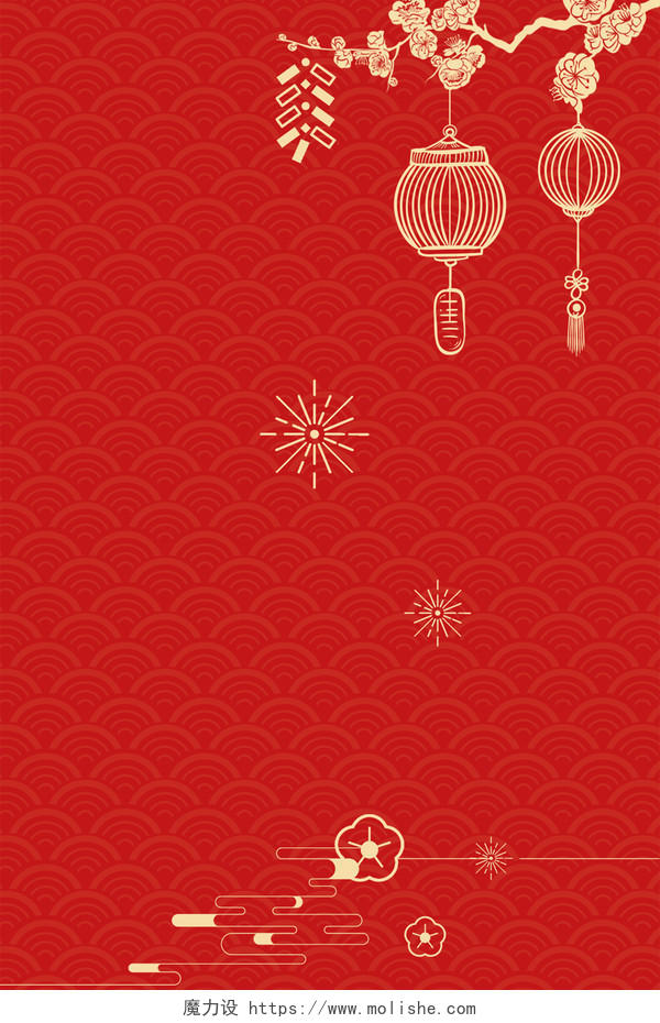 红色简约中国风新年春节节日海报背景